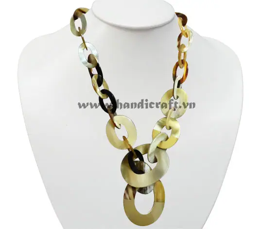 Oval Horn with Lacquer Necklace HD10551, handmade buffalo horn jewelry