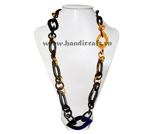 Long Horn Link Necklace HD10555, handmade natural buffalo horn jewelry from Vietnam