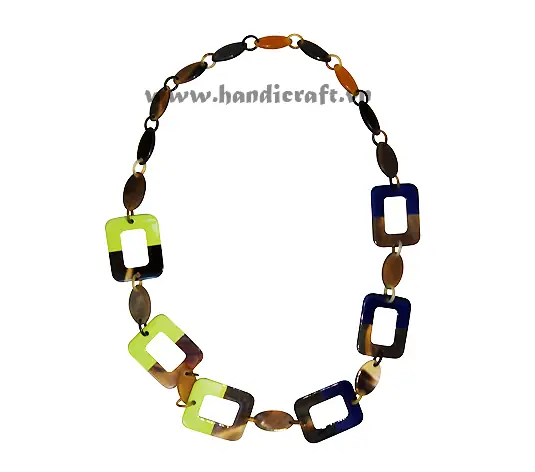 Horn with Green Lacquer Necklace HD10559, handmade buffalo horn jewelry