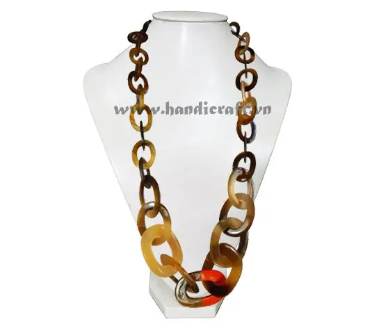 Oval Horn with Lacquer Necklace HD10571, handmade buffalo horn jewelry