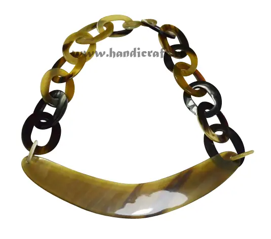 Oval Horn Links with Boomerang Pendant HD10584, handmade buffalo horn jewelry