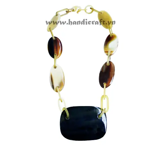 Horn Necklace with Large Black Pendant HD10592, handmade buffalo horn jewelry