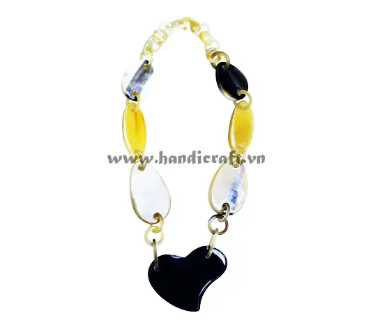 Oval Horn Necklace with Heart Pendant HD10596, handmade buffalo horn jewelry