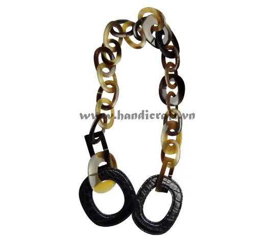 Natural Horn with Faux Leather HD10604, handmade buffalo horn jewelry