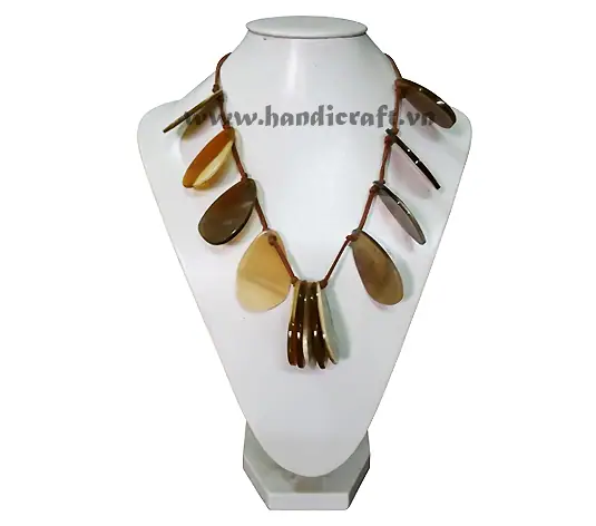 Waterdrop Horn with Faux Leather Necklace HD10619, handmade buffalo horn jewelry
