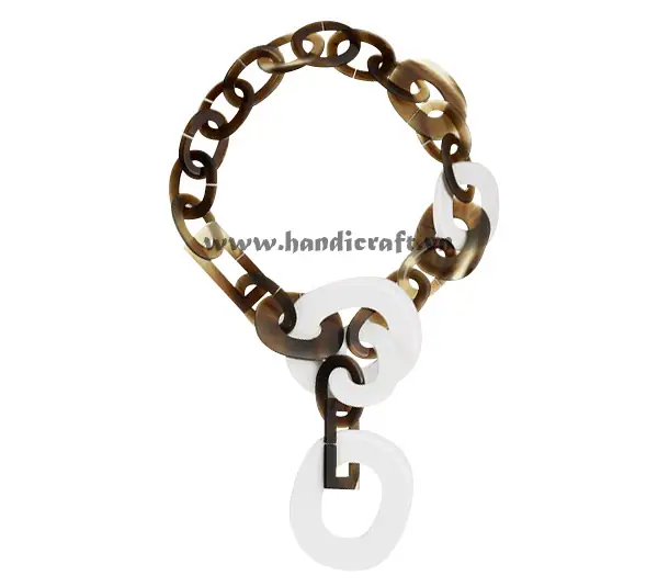 Horn with Pure White Lacquer HD10629, handmade natural buffalo horn + vietnamese lacquer jewelry from Vietnam