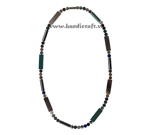 Solid Horn Beads & Rectangular Necklace HD10637, handmade buffalo horn jewelry