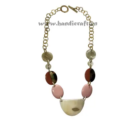 Natural Horn with Pink & Red Lacquer HD10648, handmade buffalo horn jewelry