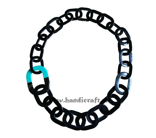 Natural Black Horn with Blue Lacquer HD10652, handmade buffalo horn jewelry