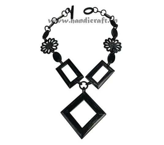 Black Horn with Square Pendant HD10653, handmade buffalo horn jewelry