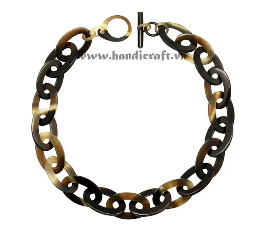 Dark Oval Horn Links Necklace HD10662, handmade buffalo horn jewelry