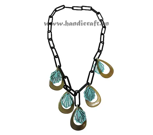 Rectangular Horn Links with Waterdrop Pendant & Lacquer HD10665, handmade buffalo horn jewelry