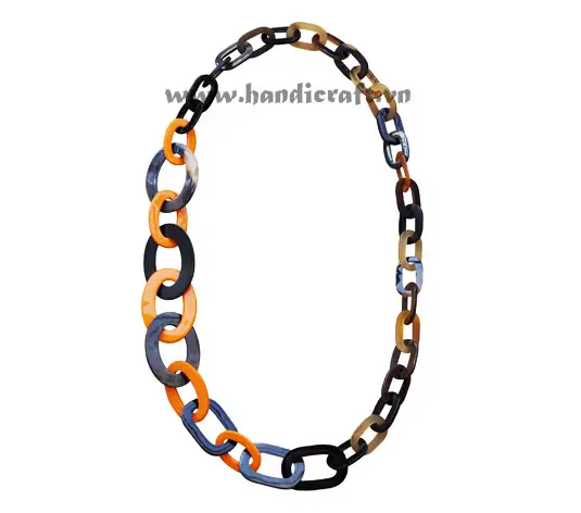 Oval Horn with Orange Lacquer HD10666, handmade buffalo horn jewelry