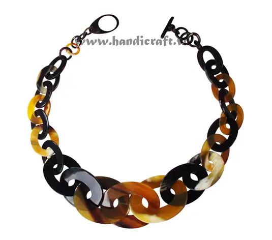 Dark Oval Horn Links Necklace HD10670, handmade buffalo horn jewelry