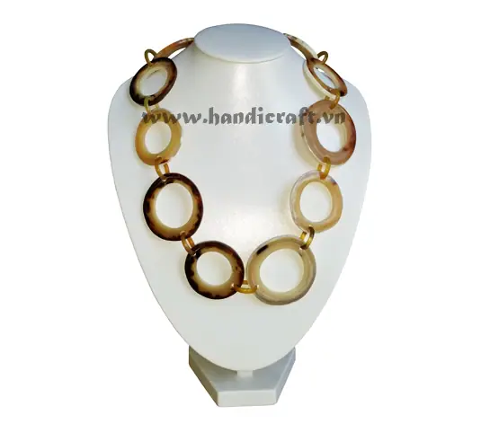 Natural Horn Circles Necklace HD10676, handmade buffalo horn jewelry