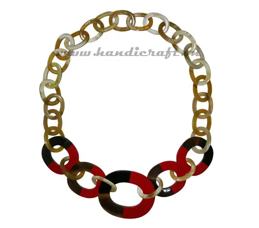 Horn & Lacquer Necklace HD10698, handmade natural buffalo horn + vietnamese lacquer jewelry from Vietnam
