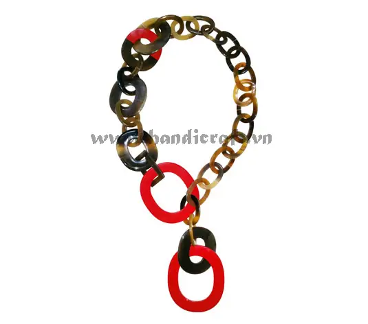 Horn & Lacquer Necklace HD10792, handmade natural buffalo horn + vietnamese lacquer jewelry from Vietnam