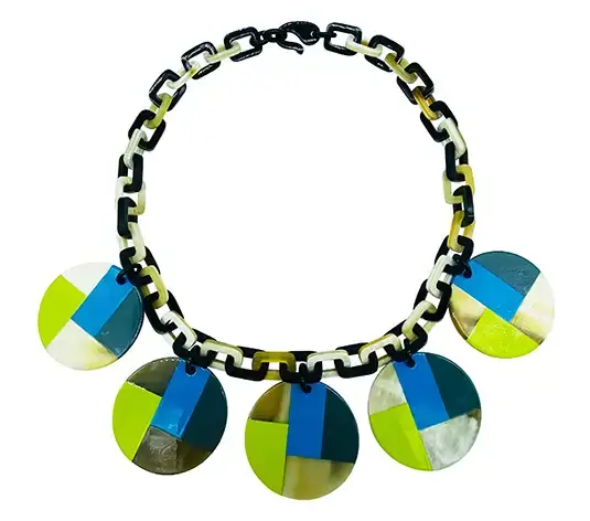 Horn & Lacquer Necklace HD10834, handmade natural buffalo horn + vietnamese lacquer jewelry from Vietnam