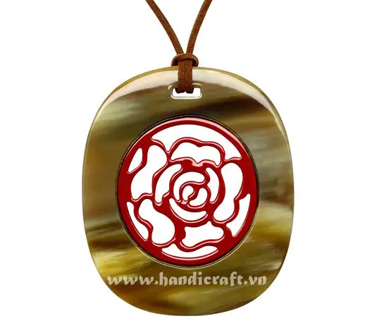 Horn & Lacquer Pendant HD20202, handmade buffalo horn jewelry