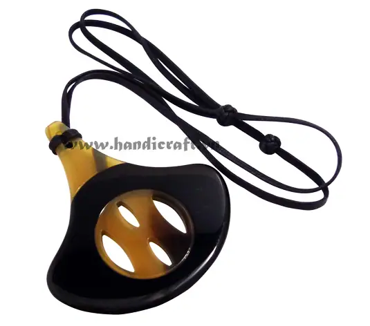 Horn & Lacquer Pendant HD20232, handmade buffalo horn jewelry