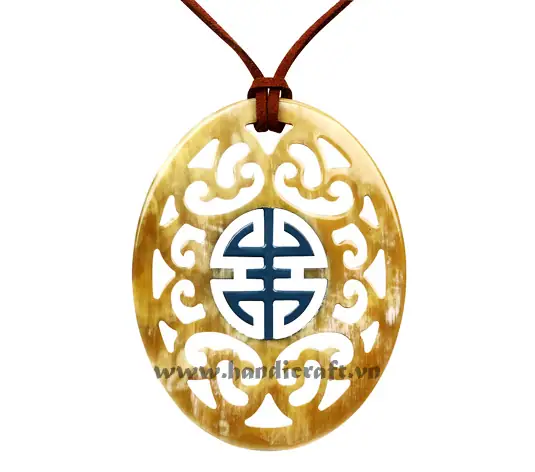 Horn & Lacquer Pendant HD20234, handmade buffalo horn jewelry