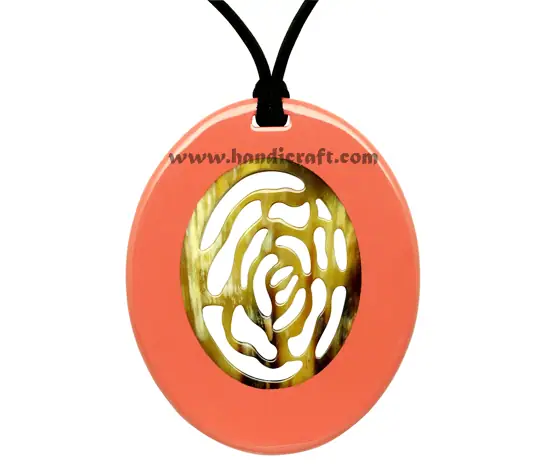 Horn & Lacquer Pendant HD20266, handmade buffalo horn jewelry