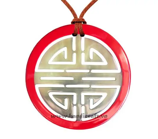 Horn & Lacquer Pendant HD20275, handmade natural buffalo horn + vietnamese lacquer jewelry from Vietnam