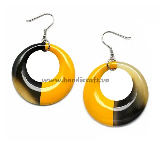 Horn & Lacquer Earrings HD30012, handmade buffalo horn jewelry