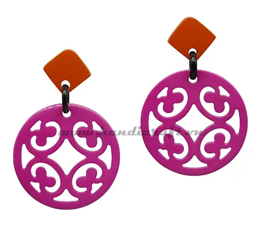 Horn & Lacquer Earrings HD30061, handmade buffalo horn jewelry