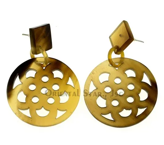 Horn Earrings HD30062, handmade natural buffalo horn jewelry from Vietnam