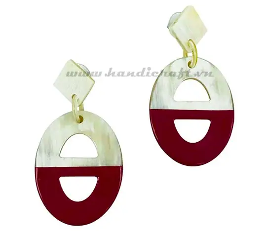 Horn & Lacquer Earrings HD30084, handmade buffalo horn jewelry