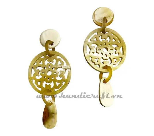 Horn Earrings HD30090, handmade natural buffalo horn jewelry from Vietnam