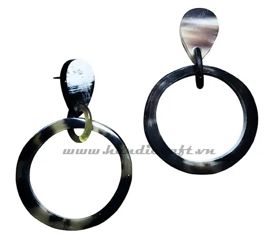 Horn Earrings HD30127, handmade natural buffalo horn jewelry from Vietnam