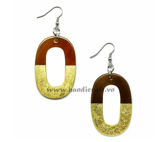 Horn & Lacquer Earrings HD30164, handmade buffalo horn jewelry