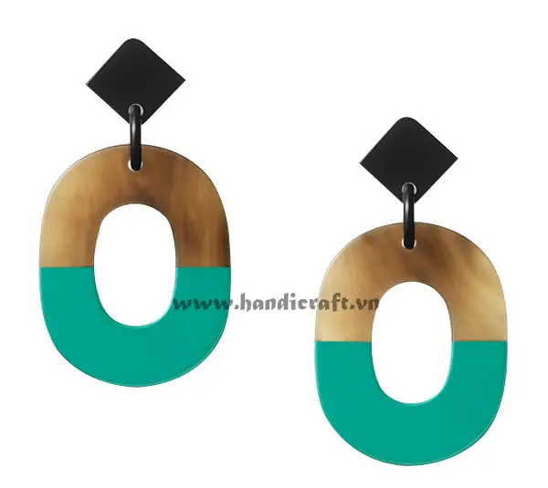 Horn & Lacquer Earrings HD30166, handmade buffalo horn jewelry