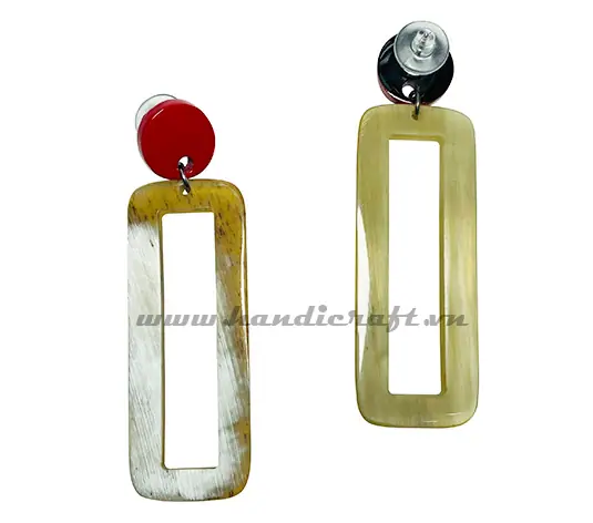 Horn & Lacquer Earrings HD30173, handmade buffalo horn jewelry