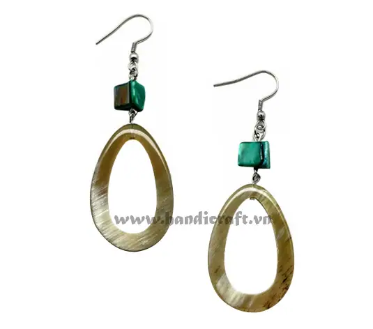 Horn & Coral Earrings HD30213, handmade buffalo horn jewelry