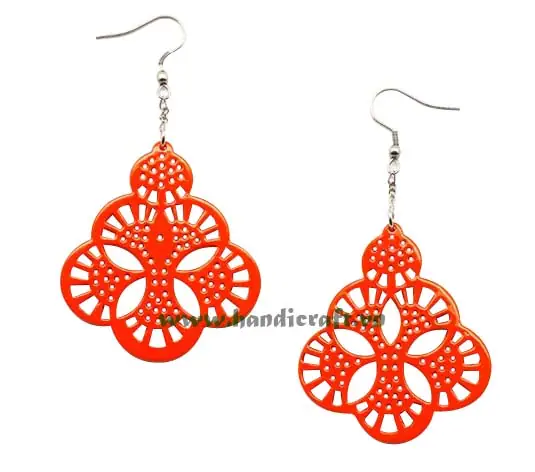 Horn & Lacquer Earrings HD30219, handmade natural buffalo horn + vietnamese lacquer jewelry from Vietnam