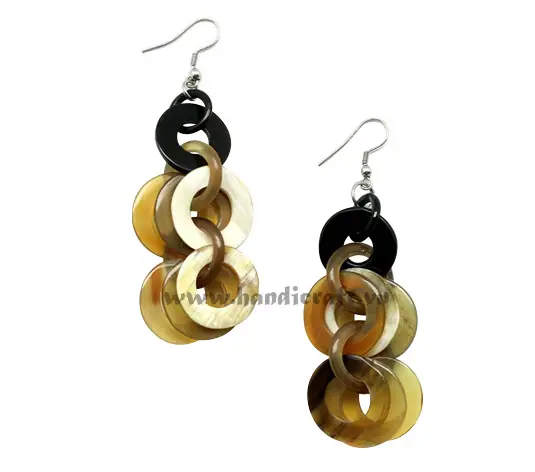 Horn Earrings HD30246, handmade natural buffalo horn jewelry from Vietnam