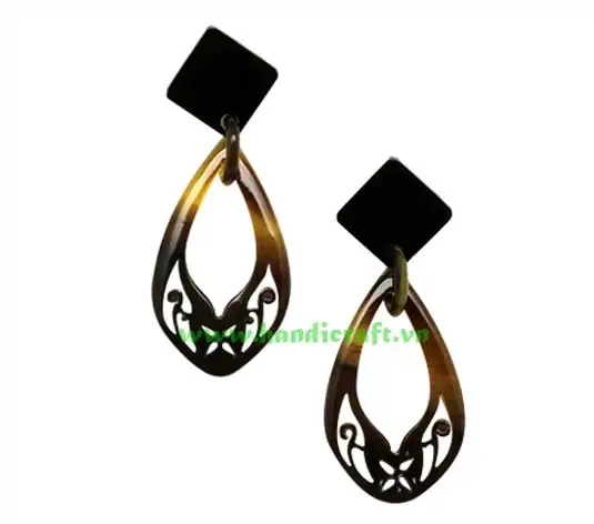Horn Earrings HD30251, handmade natural buffalo horn jewelry from Vietnam