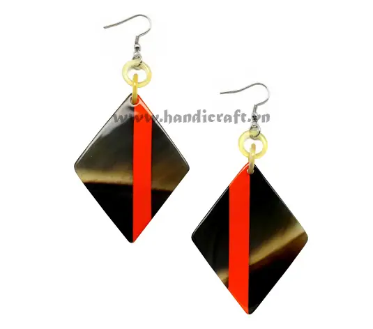Horn & Lacquer Earrings HD30256, handmade buffalo horn jewelry
