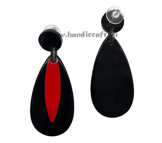 Horn & Lacquer Earrings HD30257, handmade buffalo horn jewelry