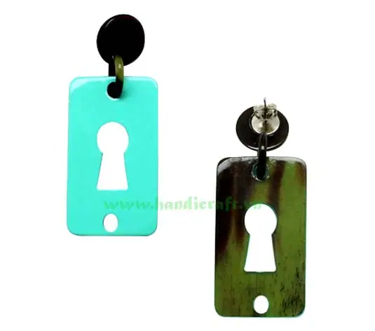 Horn & Lacquer Earrings HD30264, handmade natural buffalo horn + vietnamese lacquer jewelry from Vietnam