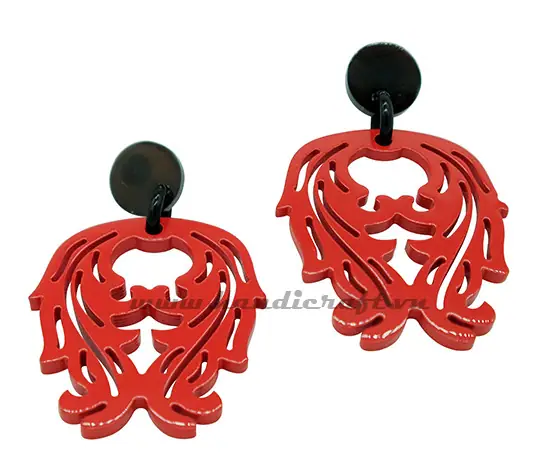 Horn & Lacquer Earrings HD30275, handmade buffalo horn jewelry