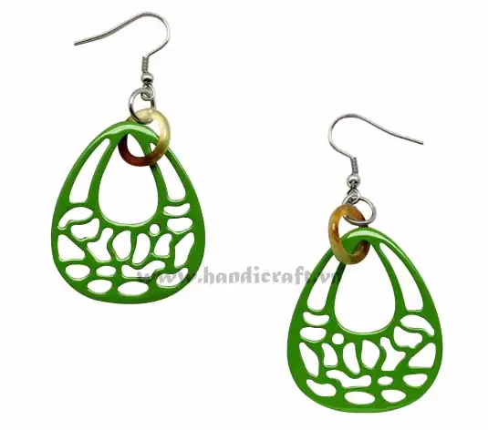 Horn & Lacquer Earrings HD30283, handmade natural buffalo horn + vietnamese lacquer jewelry from Vietnam