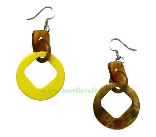 Horn & Lacquer Earrings HD30310, handmade buffalo horn jewelry