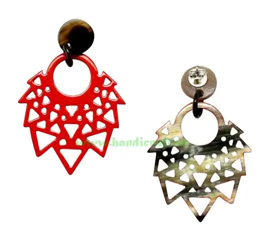 Horn & Lacquer Earrings HD30315, handmade buffalo horn jewelry