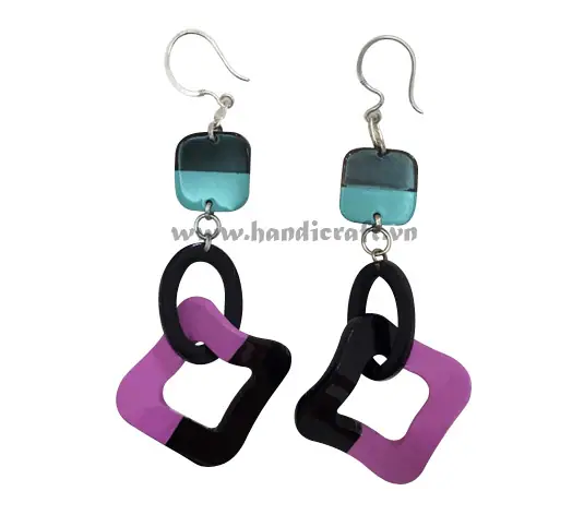 Horn & Lacquer Earrings HD30320, handmade buffalo horn jewelry