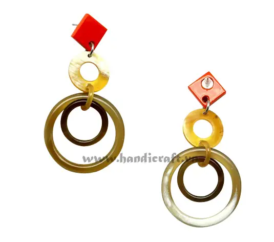 Horn & Lacquer Earrings HD30333, handmade buffalo horn jewelry
