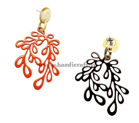 Horn & Lacquer Earrings HD30336, handmade buffalo horn jewelry